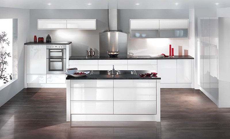 Sculptured White Sleek And Clean Kitchen Units Sculptured White Gloss Range