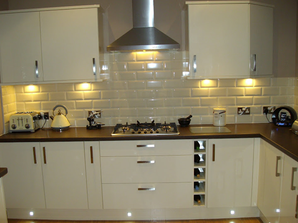 Euro Gloss Kitchen Featuring Under Cabinet Lighting